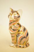Royal crown derby cat with gold stopper Height 13