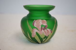 Carl Goldberg enamelled glass vase, 9cm