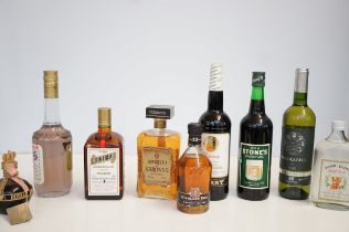 Collection of liquors to include Amaretto & Cointr