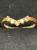 9ct gold wishbone ring with yellow sapphires, size