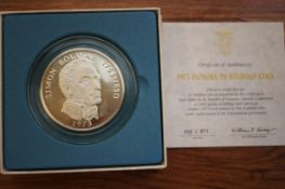 1973 Panama 20 balboas coin contains a minimum of