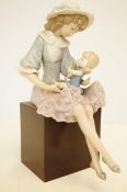 Lladro 1379 Debbie & her doll on wooden stand
