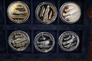 Collection of 6 silver 1oz aircraft of WWII coins