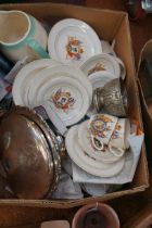 Box of ceramic majority commemorative ware