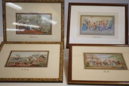 Collection of 4 miniature woven pictures