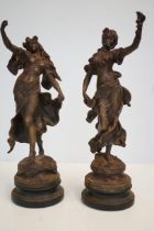 Pair of classical spelter figures, 48cm