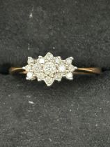 9ct gold ring with diamonds, size O, 1.9grams