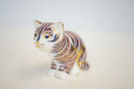 Royal crown derby sitting kitten with gold stopper