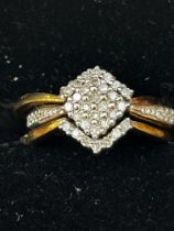 9ct gold set of three diamond rings, size O, 4.4gr