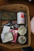 Box of vintage tins & others