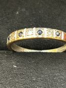 9ct gold ring with diamonds and sapphires, size M,