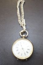 Silver fob watch and chain