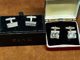 2 Pairs of silver cufflinks