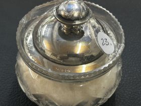 Glass powder bowl silver top & mirror