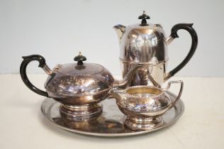 Silver plated tea service & associated tray
