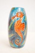Anita Harris seahorse vase signed in gold
