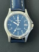 Beuchat quartz watch with blue dial