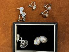 Pair of silver cufflinks & 3 pairs of silver earri