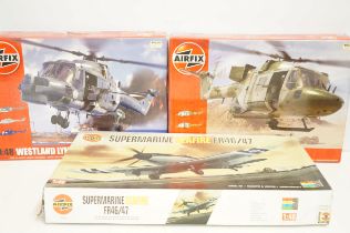 3 Airfix 1.48 scale x2 helicopters & place