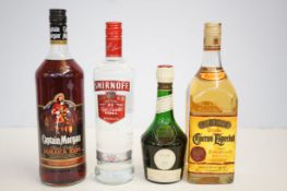 Smirnoff vodka, captain Morgans Jamaica rum, Bened