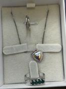 Boxed silver necklace & ring set