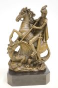 Bronze George & Dragon on marble base