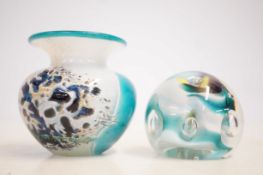 Rollin Karg paperweight together with a Mdina vase