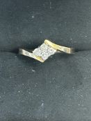 9ct Gold ring set with 4 diamonds 0.25ct Size M 2.