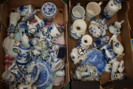 2x Large boxes of blue & white delft pottery