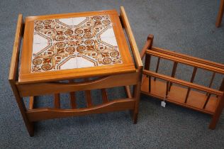 Tiled top table together with a magazine rack