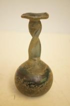 Possibly Roman glass vase with twisted stem Height