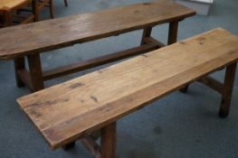 2x Victorian or earlier School benches with pegged