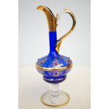 Blue & gold glass jug