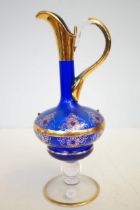 Blue & gold glass jug