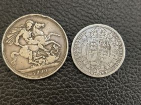 1890 Victorian crown & 1887 half crown