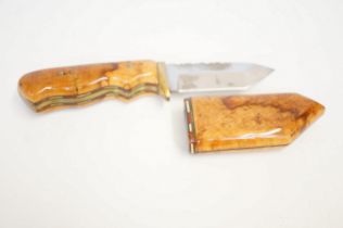 Wooden fishermans knife & case