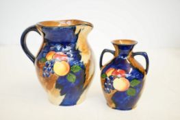 Hollinshead & Kirkham jug & 2 handle vase