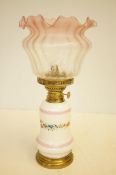 Early 20th century ceramic oil lamp with chimney