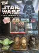 Star Wars 4 Candy containers plus collectors card