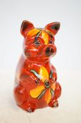 Anita Harris sitting pig signed in gold