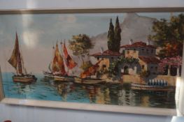 Oil on canvas Yacht scene