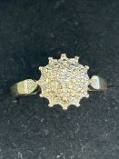 9ct gold diamond cluster ring Size N