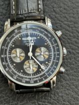 Gents quartz chronograph watch with black dial & w