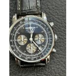 Gents quartz chronograph watch with black dial & w