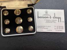 Benson & Clegg London cased set of 9 buttons