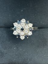 9ct Gold ring set with sapphires & cz stones Size