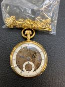 Gold coloured skeletonise mechanical pocket watch