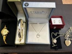 Designer bangle, eternity chain & pendant, Silver