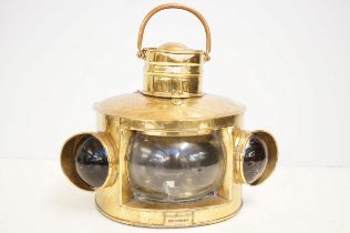 Brass bow lantern Simpson Lawrence limited Glasgow Converted 2 bulb electric.