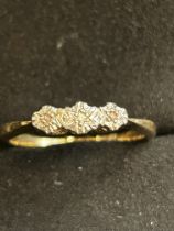 9ct Gold trilogy ring set with diamonds Size O 2.3